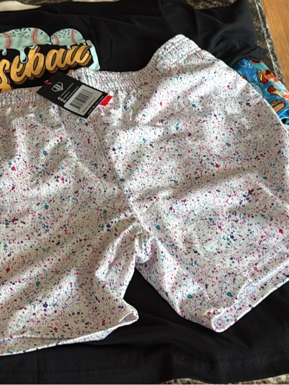 Men's Athletic White Speckle Print Performance Shorts